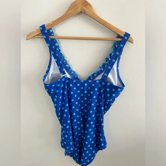 Vintage gabar polka dot bow one piece retro swim suit size 12 - Picture 7 of 7